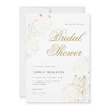 Elegantes Gold Peonies Floral Sketch Brautparty