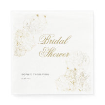 Elegantes Gold Peonies Floral Sketch Brautparty