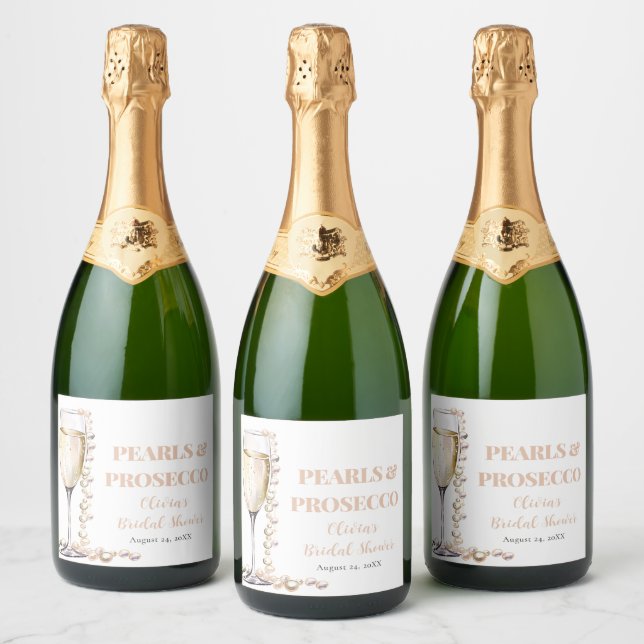 Elegantes Gold Perlen und Prosecco Brautparty (Flaschen)