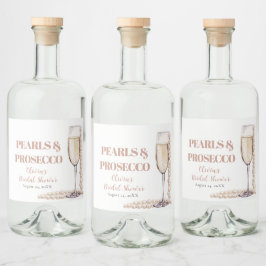 Elegantes Gold Perlen und Prosecco Brautparty Alkoholflaschenetikett