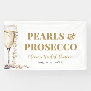Elegantes Gold Perlen und Prosecco Brautparty Banner