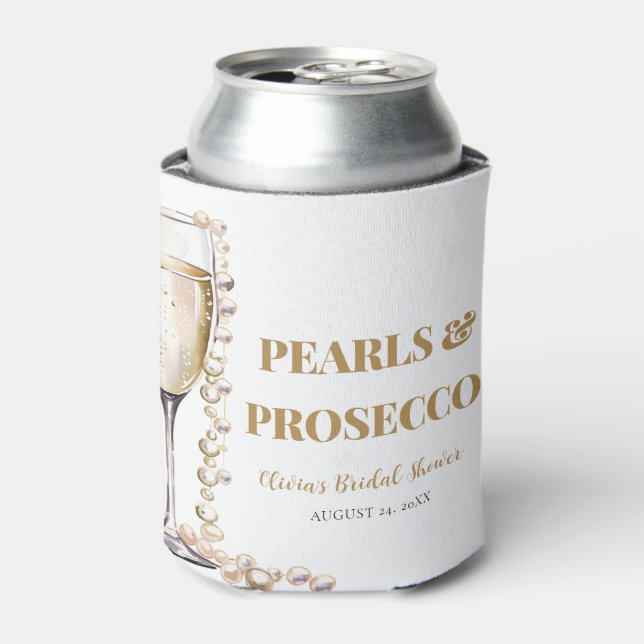 Elegantes Gold Perlen und Prosecco Brautparty Dosenkühler (Kanne Vorderseite)