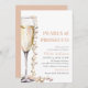 Elegantes Gold Perlen und Prosecco Brautparty Einladung (Vorne/Hinten)