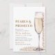 Elegantes Gold Perlen und Prosecco Brautparty Einladung (Vorderseite)