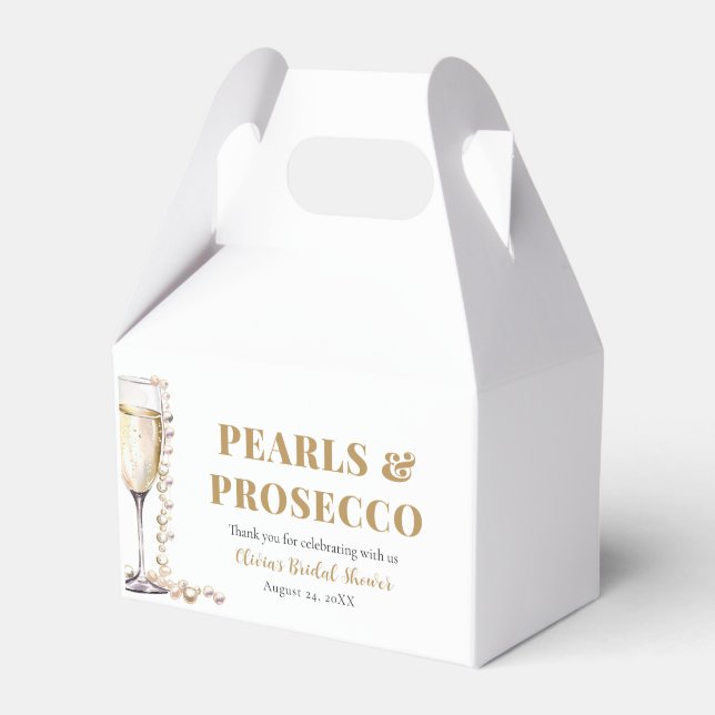 Elegantes Gold Perlen und Prosecco Brautparty Geschenkschachtel (Vorderseite)