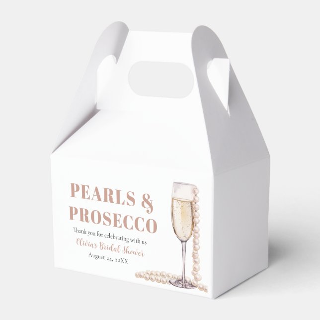 Elegantes Gold Perlen und Prosecco Brautparty Geschenkschachtel (Vorderseite)