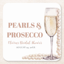 Elegantes Gold Perlen und Prosecco Brautparty Rechteckiger Pappuntersetzer