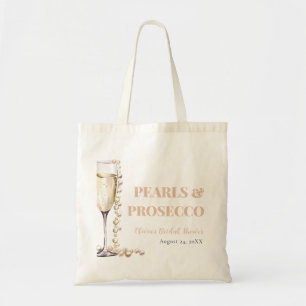 Elegantes Gold Perlen und Prosecco Brautparty Tragetasche