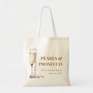 Elegantes Gold Perlen und Prosecco Brautparty Tragetasche