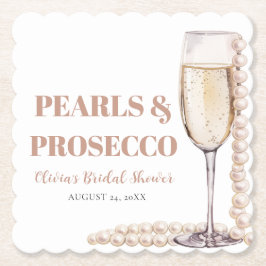 Elegantes Gold Perlen und Prosecco Brautparty Untersetzer