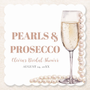 Elegantes Gold Perlen und Prosecco Brautparty Untersetzer