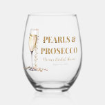 Elegantes Gold Perlen und Prosecco Brautparty Weinglas Ohne Stiel<br><div class="desc">Feiern Sie die Gewerkschaft von Liebe und Eleganz in Ihrem Brautparty mit unseren eleganten Goldperlen und Prosecco Stemless Weinbrillen. Jedes Glas ist mit schimmernden goldenen Akzenten und zarten Perlen geschmückt und schafft so ein atemberaubendes visuelles Meisterwerk, das die Raffinesse Ihres Festes widerspiegelt. Diese gläsernen Gläser, die perfekt für die Zubereitung...</div>