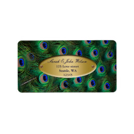 elegantes Gold Pfauenadressen-Etikett Adressaufkleber