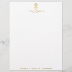 Elegantes Gold-Pineapple-Logo Briefbogen