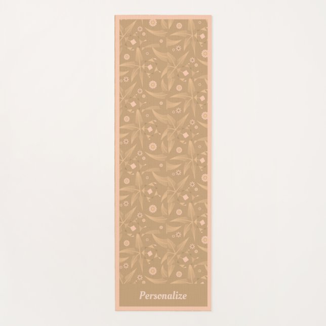 Elegantes Gold Pink Foliage Blätter Muster Zen Yog Yogamatte (Vorderseite)