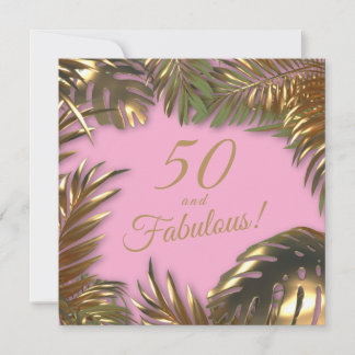 Elegantes Gold Pink Foto 50 Fantastischer Geburtst Einladung