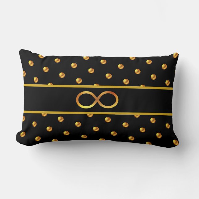 Elegantes Gold Polka Dots & Unendlichkeitssymbol Lendenkissen (Vorderseite)
