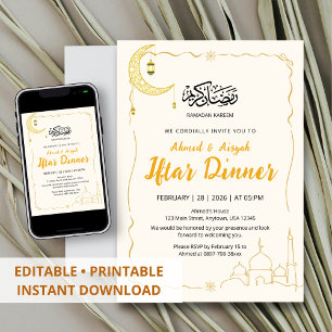 Elegantes Gold-Ramadan-Kareem-Iftar-Dinner Einladung