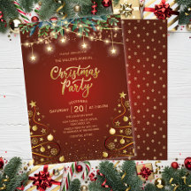 Elegantes Gold Red Christmas House Corporate Party