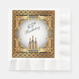 Elegantes Gold Rim 65. Geburtstagsparty Serviette