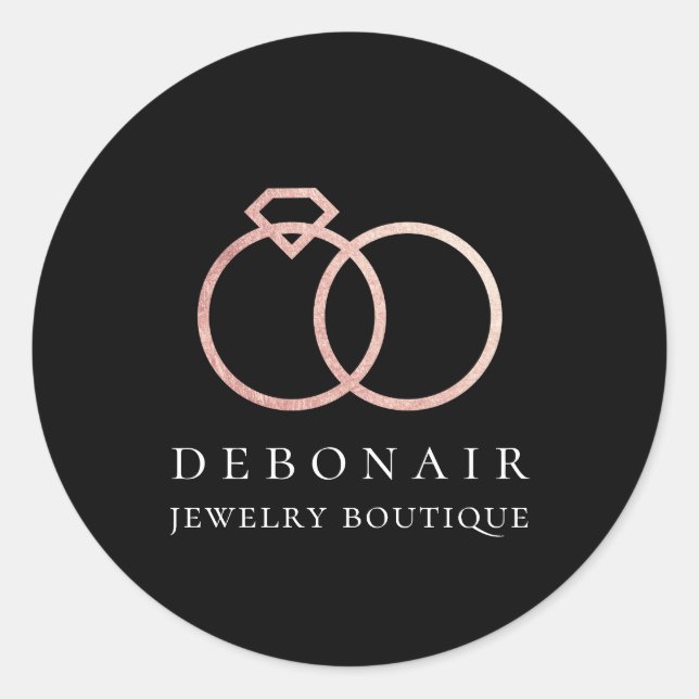 Elegantes Gold Ring Logo für die Rose Personalisie Runder Aufkleber (Vorderseite)