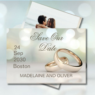 Elegantes Gold Rings Foto Hochzeit speichern das D RSVP Karte