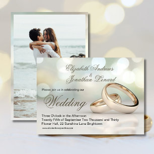 Elegantes Gold Rings Foto Stilvolle Hochzeit Einladung