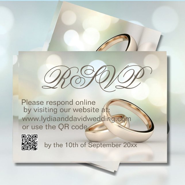 Elegantes Gold Rings Foto Wedding RSVP Karte (Von Creator hochgeladen)