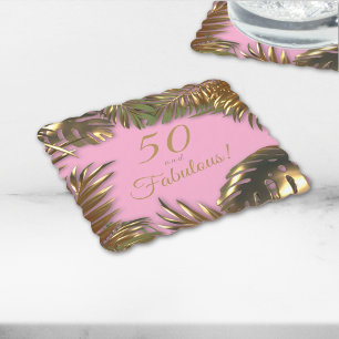 Elegantes Gold Rosa 50 Fabelhafter Geburtstag Untersetzer