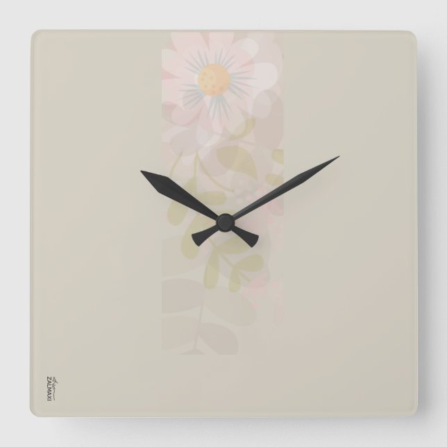 Elegantes Gold Rosa Abstrakt Quadratische Wanduhr (Vorderseite)