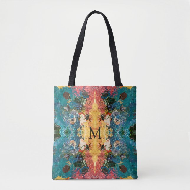 Elegantes Gold Rosa Aquamarin Abstrakt Tasche (Vorderseite)
