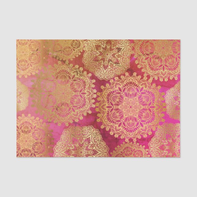 Elegantes Gold Rosa Mandala Muster Seidenpapier (Vorderseite)
