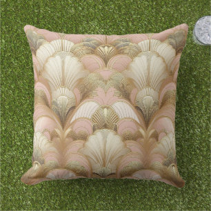 Elegantes Gold-, Rosa- und Weiß-Muschel-Muster Kissen