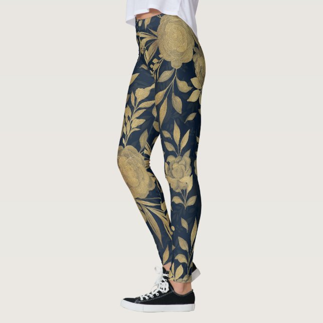 Elegantes Gold-Rose Blumendesign Leggings (Links)
