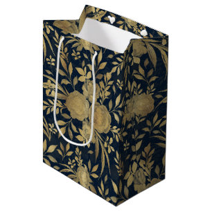 Elegantes Gold-Rose Blumendesign Mittlere Geschenktüte
