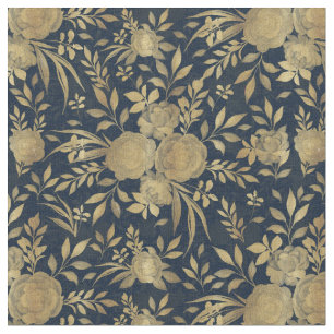 Elegantes Gold-Rose Blumendesign Stoff