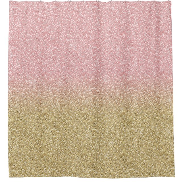 Elegantes Gold & Rose Gold Glitzer Glitzern Duschvorhang (Vorderseite)