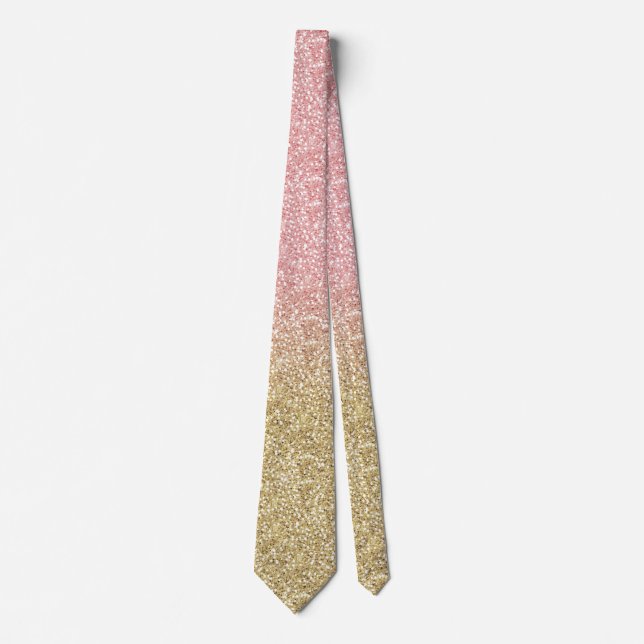 Elegantes Gold & Rose Gold Glitzer Glitzern Krawatte (Vorderseite)