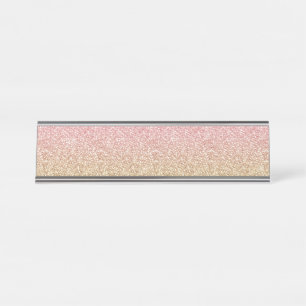 Elegantes Gold & Rose Gold Glitzer Glitzern Schreibtischnamensplakette