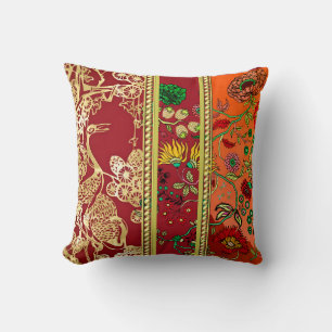 Elegantes Gold, Rot, Orange Florals Kissen Kissen