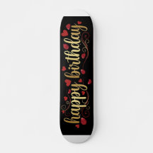 Elegantes Gold & Rotes Herz Alles Gute zum Geburts