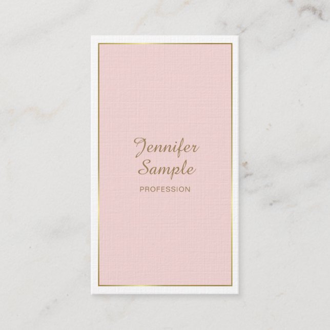 Elegantes Gold Roush Pink White Modern Trendy Luxe Visitenkarte (Vorderseite)