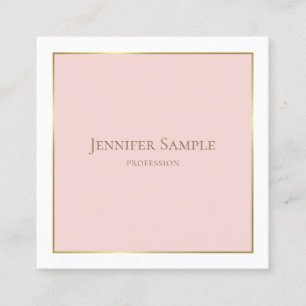 Elegantes Gold Roush Rosa Weiß Moderne Beruflich Quadratische Visitenkarte