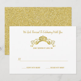 Elegantes Gold Royal Wappen Wedding Response Einladung