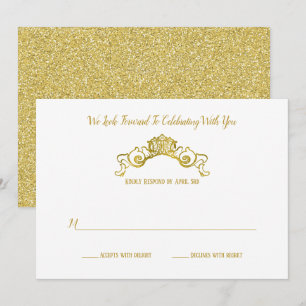 Elegantes Gold Royal Wappen Wedding Response Einladung