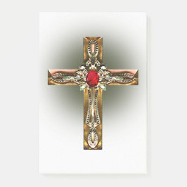 Elegantes Gold & Ruby Cross Post-it Klebezettel