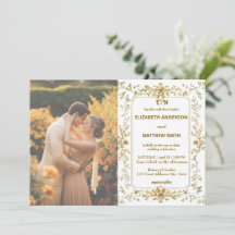 Elegantes Gold Rustic Country Overlay Foto Hochzei