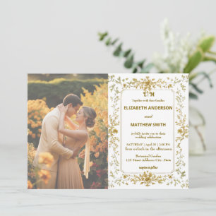 Elegantes Gold Rustic Country Overlay Foto Hochzei Save The Date