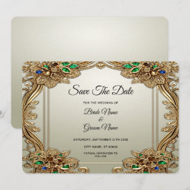 Elegantes Gold Save the Date Verziert