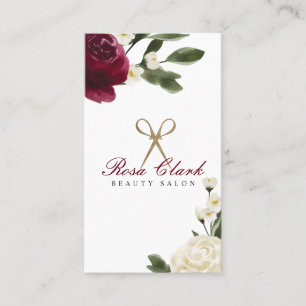 Elegantes Gold-Schissor- und Rot-Aquarellblau-Logo Visitenkarte